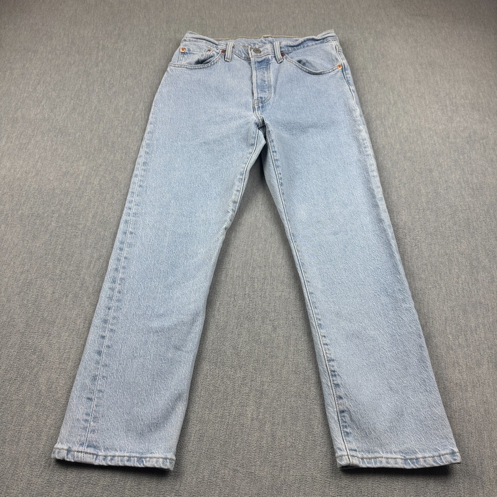 Levis 501 Jeans Womens‎ 28x26 Blue Button Fly Straight Leg Classic Light Wash